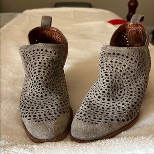 Jeffrey Campbell Taupe Perforated Ankle Booties